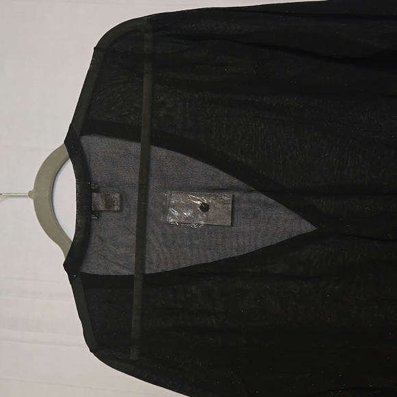 Cache Black Sheer Metallic V-Neck Button Cardigan Sz L NWT - Picture 7 of 7